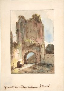Monk Seated Before a Ruined Gateway MET DP806447