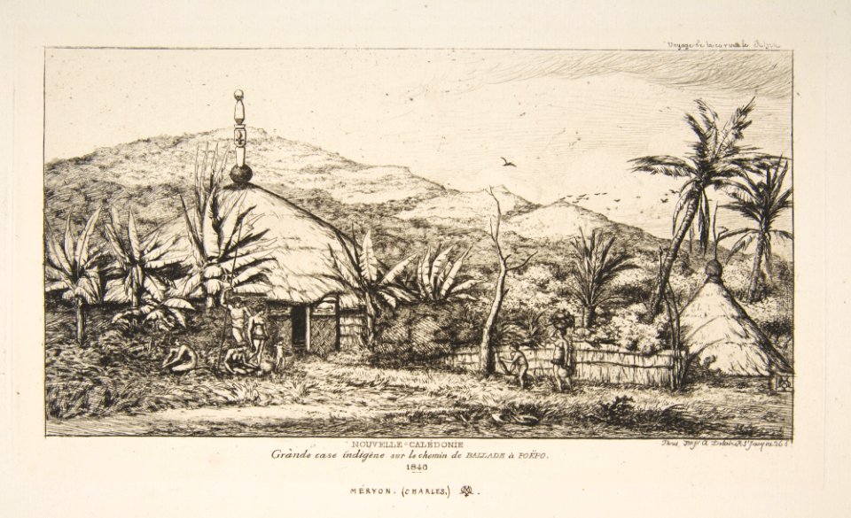 New Caledonia- Large native hut on the road from Balade to Puebo, 1845 MET DP813263