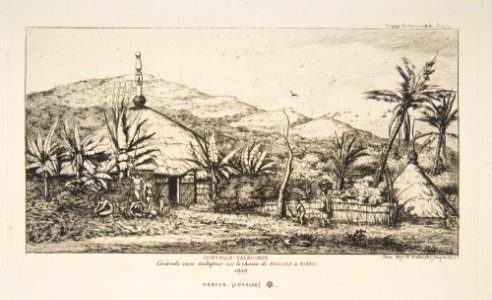 New Caledonia- Large native hut on the road from Balade to Puebo, 1845 MET DP813263