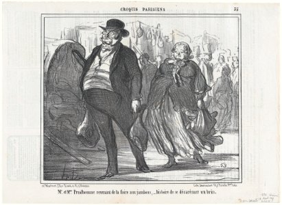 Mr. et Mme. Prudhomme revenant de la foire..., from Croquis Parisiens, published in Le Charivari, April 18, 1857 MET DP876642