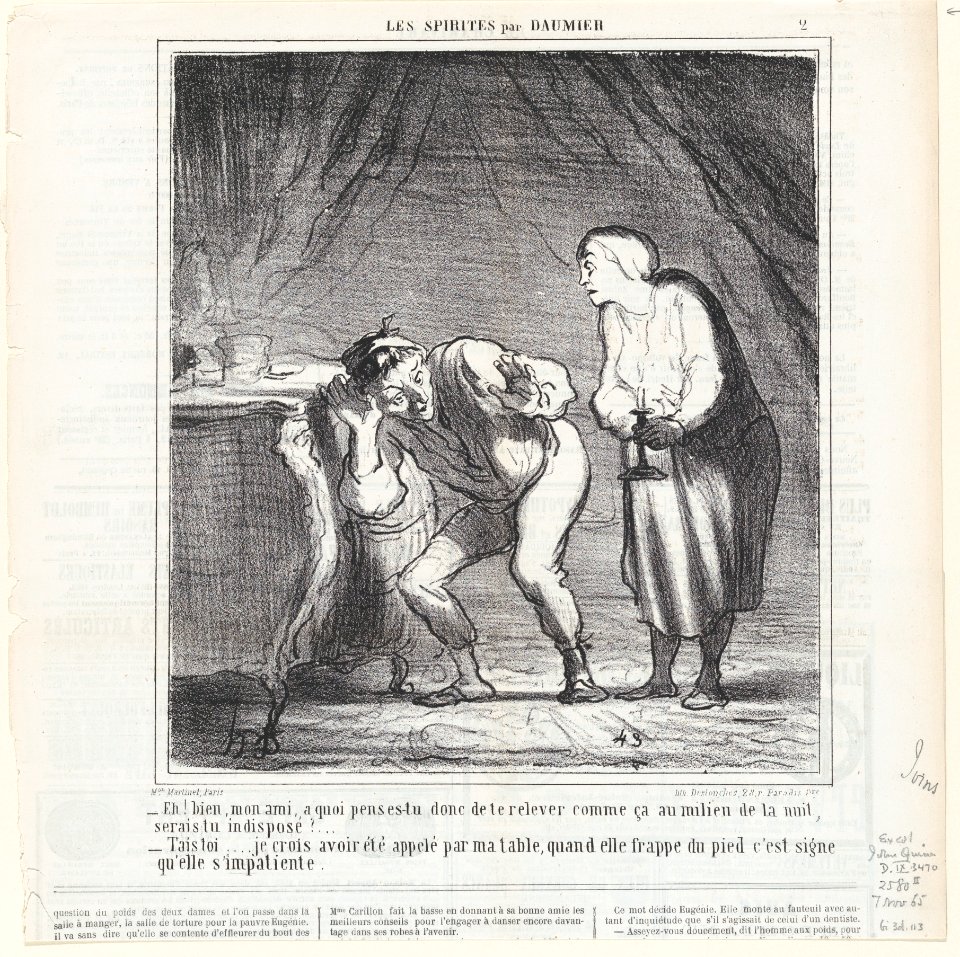 My friend, why are you up in the middle of the night, are you ill?, from 'The spiritualists,' published in Le Charivari, November 7, 1865 MET DP877469