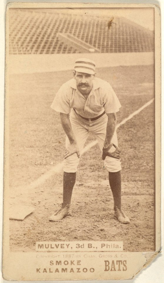 Mulvey, 3rd Base, Philadelphia, from the Kalamazoo Bats series (N690) issued by Chas. Gross & Co. to promote Kalamazoo Bats MET DPB870019