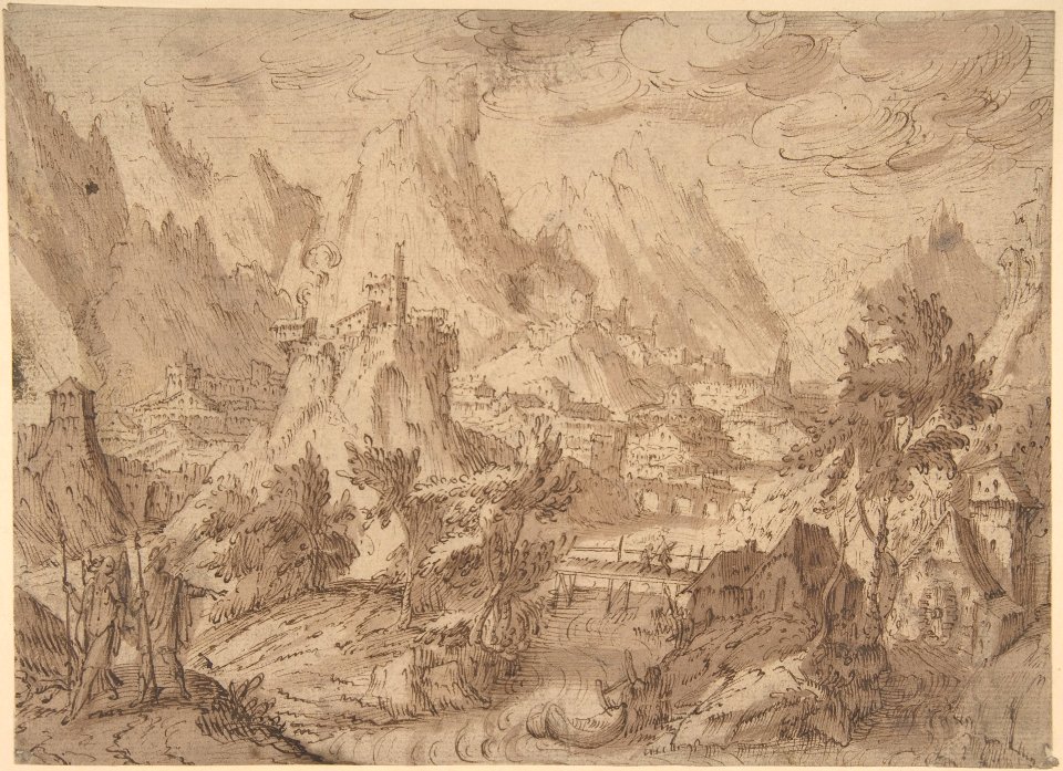 Mountainous Landscape with Town MET DP801542