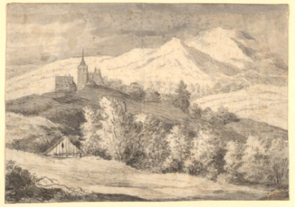 Mountaineous Landscape with a Church and Other Buildings MET DP835410
