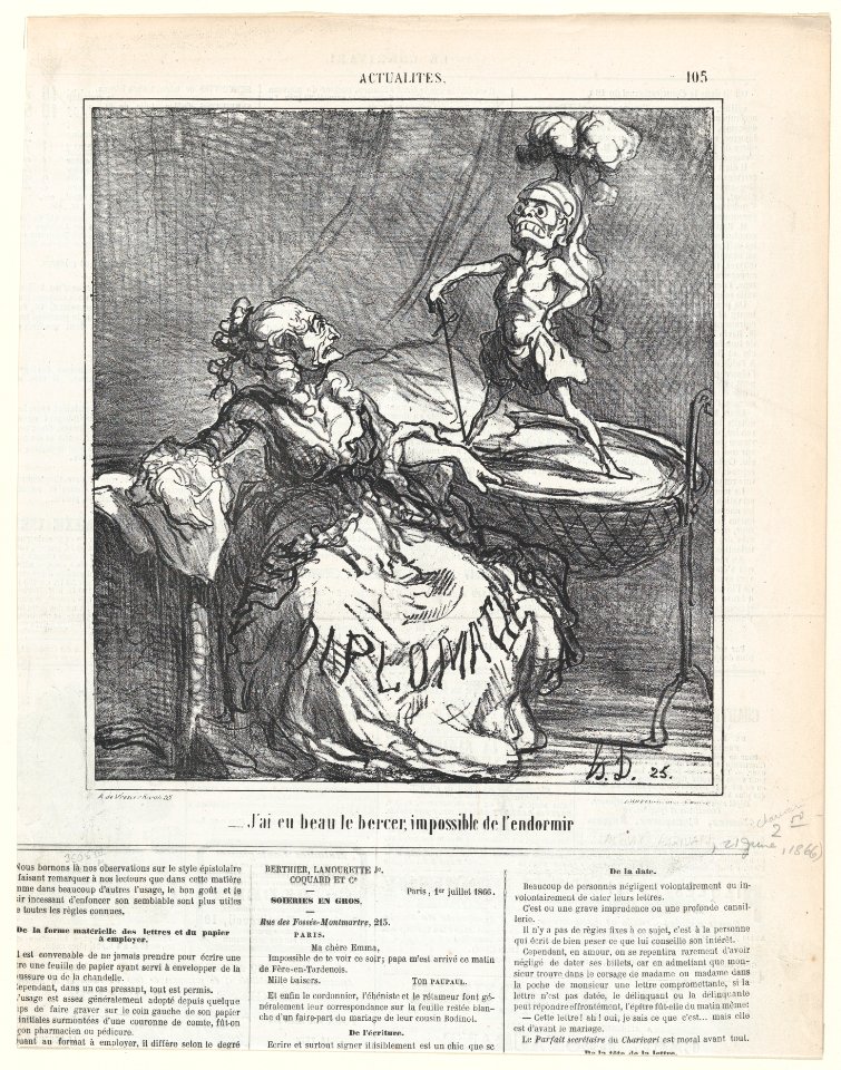 No matter how much I rock him, it is impossible to make him fall asleep, from 'News of the day,' published in Le Charivari, June 21, 1866 MET DP877507