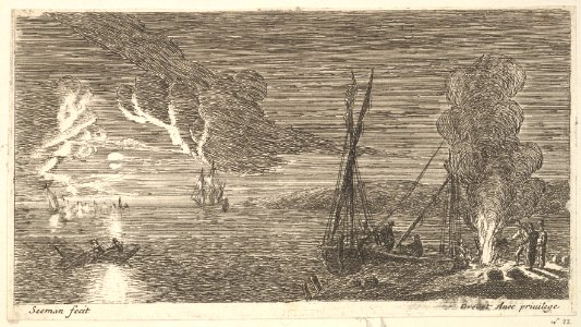 Night Scene with Fisherman Standing by a Fire MET DP825112