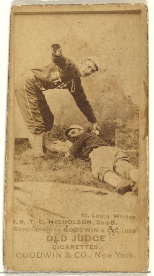 Nicholson, 2nd Base, St. Louis Whites, from the Old Judge series (N172) for Old Judge Cigarettes MET DP846135
