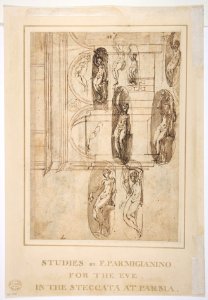 Nine Studies of the Moses in Santa Maria della Steccata, Parma (recto); Nine Studies for the Eve in Santa Maria della Steccata, Parma (verso) MET DP810975
