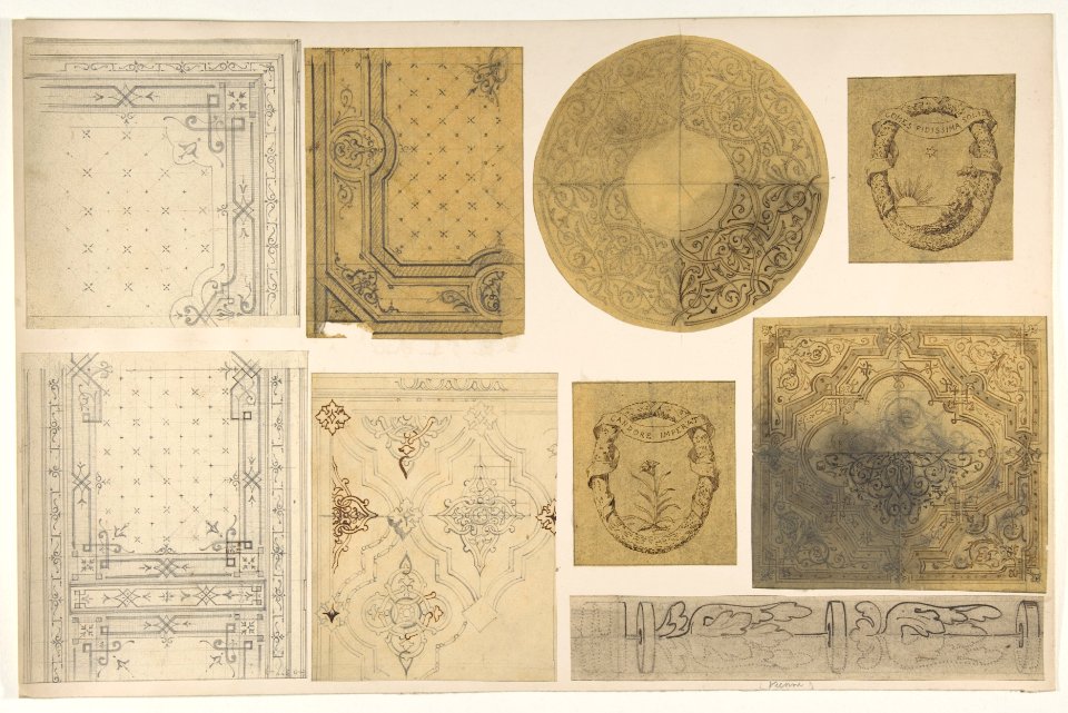 Nine designs for the painted decoration of an interior, possibly for the Hôtel Rothschild, Vienna MET DP811239