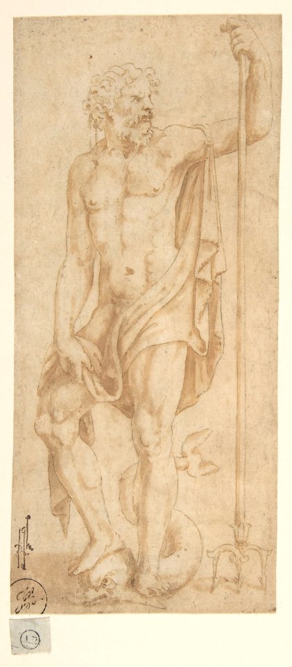 Neptune Holding a Trident and Standing on a Dolphin MET DP810072