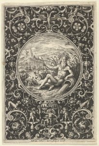 Neptune in a Decorative Frame with Grotesques, from the Judgment of Paris MET DP837385