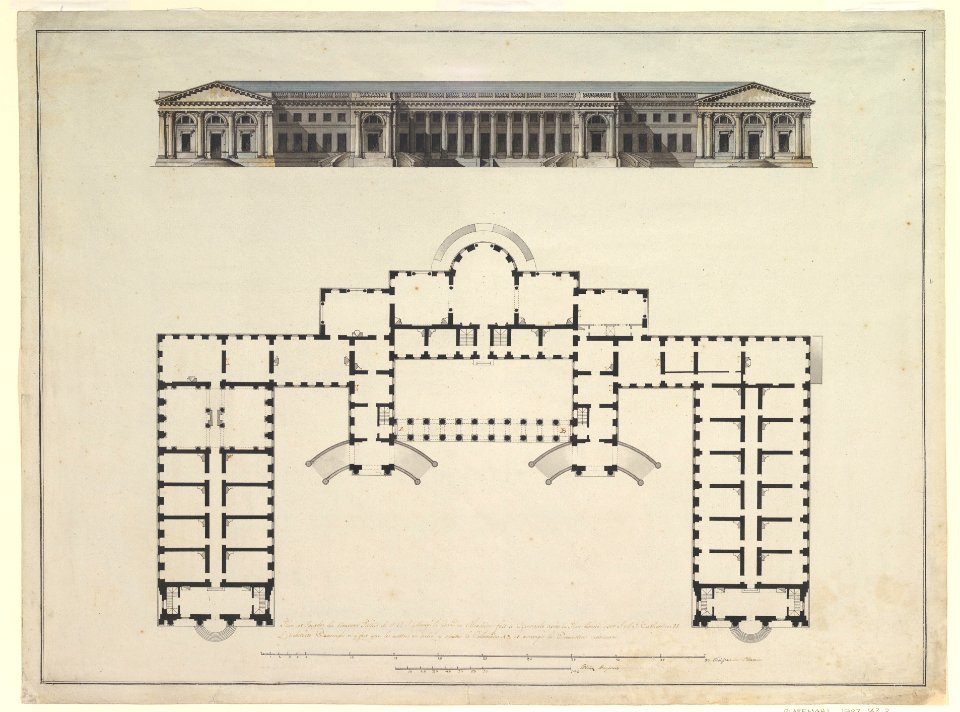 North Elevation and Ground Plan of the Alexander Palace at Tsarskoe Selo MET DP820605