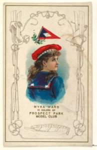 Myra Ward in Colors of Prospect Park Model Club, from the Yacht Colors of the World series (N140) issued by Duke Sons & Co. to promote Honest Long Cut Tobacco MET DP865722