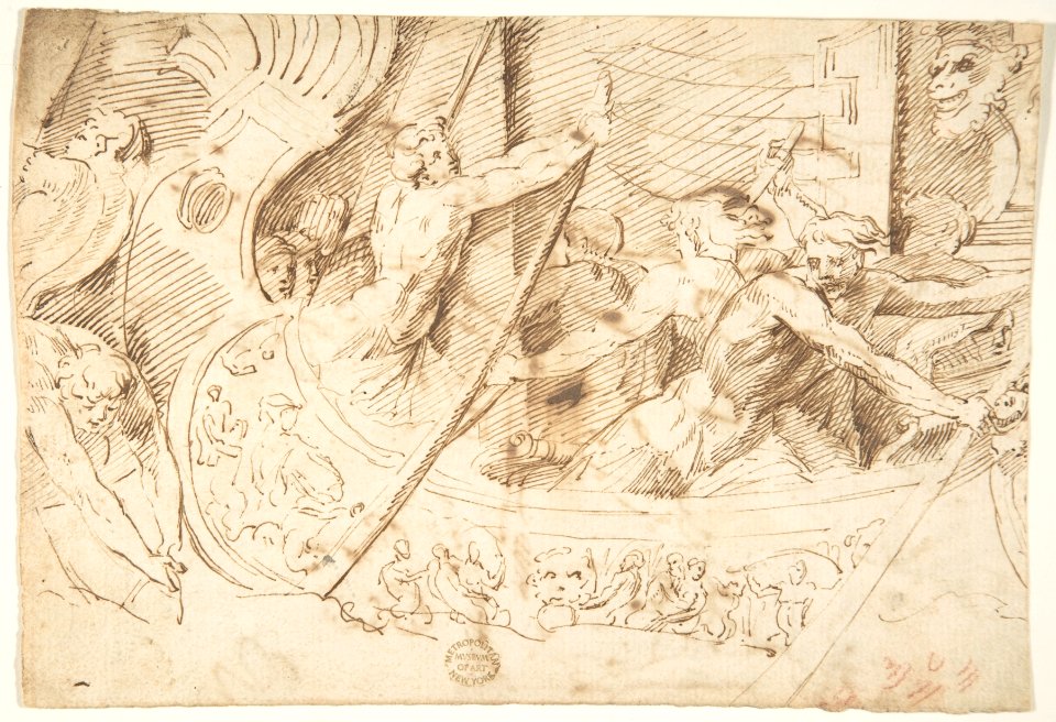 Naval Battle (Recto); Forest with Angel (Verso) MET DP802159