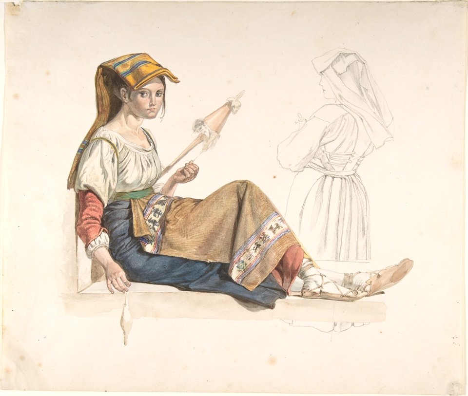 Neapolitan Woman (recto); Study for an Interior (verso) MET DP803812