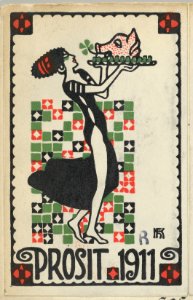 New Years Card- Cheers 1911 (Prosit) MET DP844707