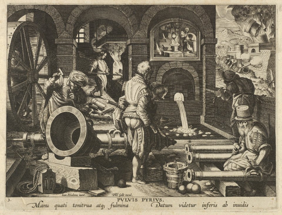 New Inventions of Modern Times -Nova Reperta-, The Invention of Gunpowder, plate 3 MET DP841123