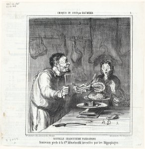 New Parisian butcher's shop, from 'Sketches of the day,' published in Le Charivari, April 22, 1865 MET DP877340