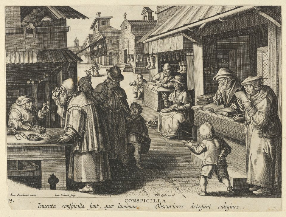 New Inventions of Modern Times -Nova Reperta-, The Invention of Eyeglasses, plate 15 MET DP841118