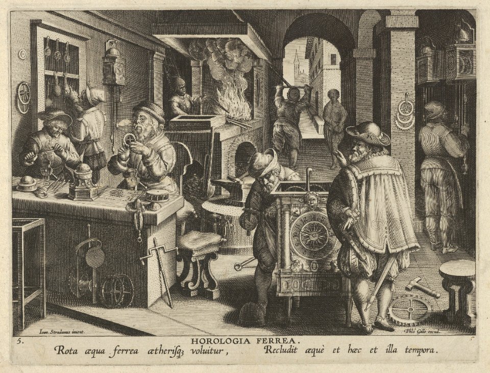 New Inventions of Modern Times -Nova Reperta-, The Invention of the Clockwork, plate 5 MET DP841126