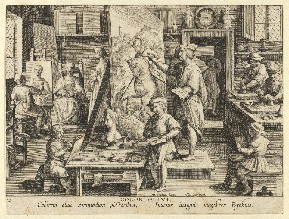 New Inventions of Modern Times -Nova Reperta-, The Invention of Oil Painting, plate 14 MET DP841119