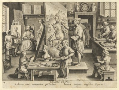 New Inventions of Modern Times -Nova Reperta-, The Invention of Oil Painting, plate 14 MET DP841119