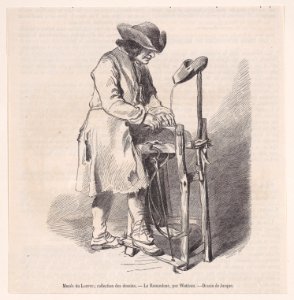 Musée du Louvre; collection des dessins, Le Remouler, par Watteau; from Magasin Pittoresque Met DP888848