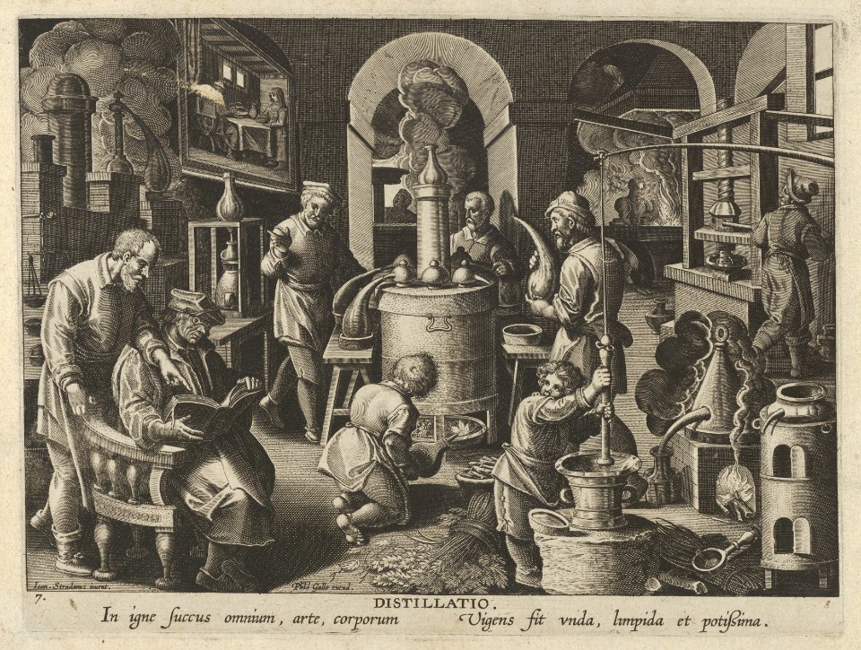 New Inventions of Modern Times -Nova Reperta-, The Invention of Distillation, plate 7 MET DP841129