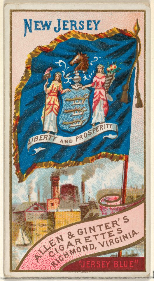 New Jersey, from Flags of the States and Territories (N11) for Allen & Ginter Cigarettes Brands MET DP834563