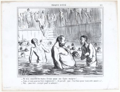 On m'a conseillé les bains froids pour me faire maigrir!..., from Croquis d'Été, published in Le Charivari, August 2, 1858 MET DP876722