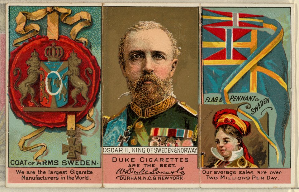 Oscar II, King of Sweden and Norway, from the Rulers, Flags, and Coats of Arms series (N126-2) issued by W. Duke, Sons & Co. MET DPB873903