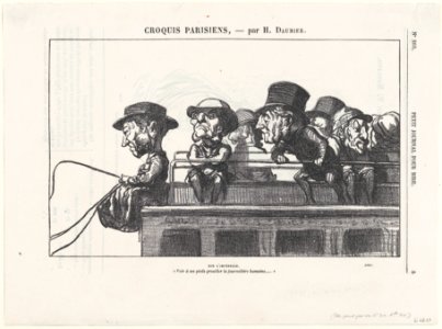 On the imperiale, "At one's feet one can observe the swarming of a human ant-hill," from 'Parisian sketches,' published in Le Petit Journal pour Rire MET DP877462