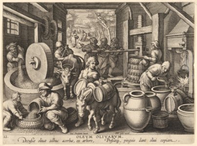 New Inventions of Modern Times -Nova Reperta-, The Invention of the Olive Oil Press, plate 12 MET DP830853