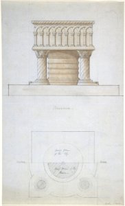 One Font and Plan (recto); Two Romanesque Style Fonts (verso) MET DP806960