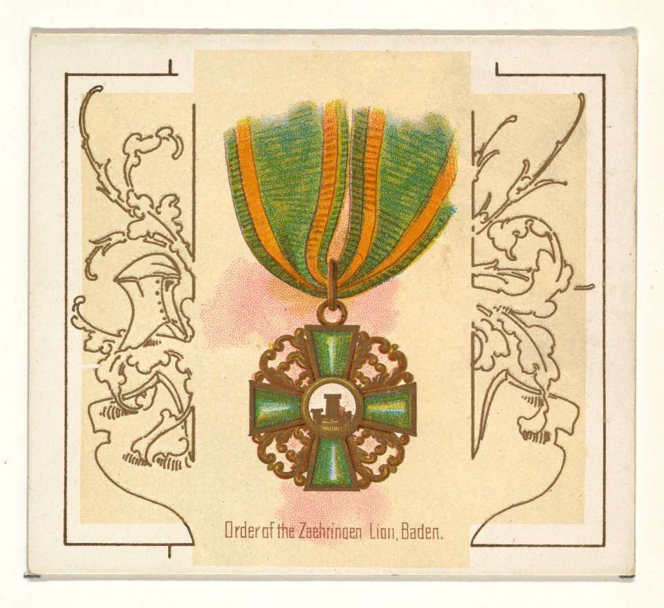 Order of the Zaehringen Lion, Baden, from the World's Decorations series (N44) for Allen & Ginter Cigarettes MET DP839383