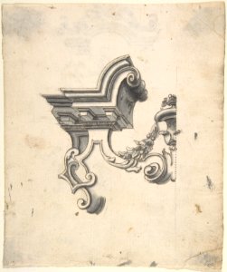 One Half of a Design for an Overdoor (?) (recto); Two Designs for Altars, one for a Capital (?) (verso) MET DP803311