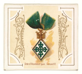 Order of Alcantara of Spain, Instituted 1177, from the World's Decorations series (N44) for Allen & Ginter Cigarettes MET DP839334