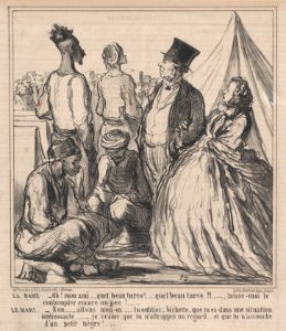 Oh! mon ami..., quel beau turco!.... quel beau turco!!...., from Au Camp de Saint-Maur, published in Le Charivari, August 15, 1859 MET DP876779