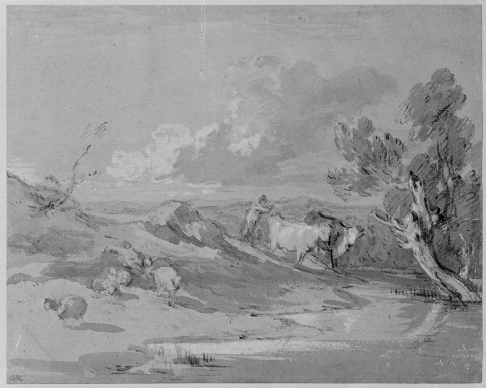Open Landscape with Herdsman, Cows, and Sheep MET 3048