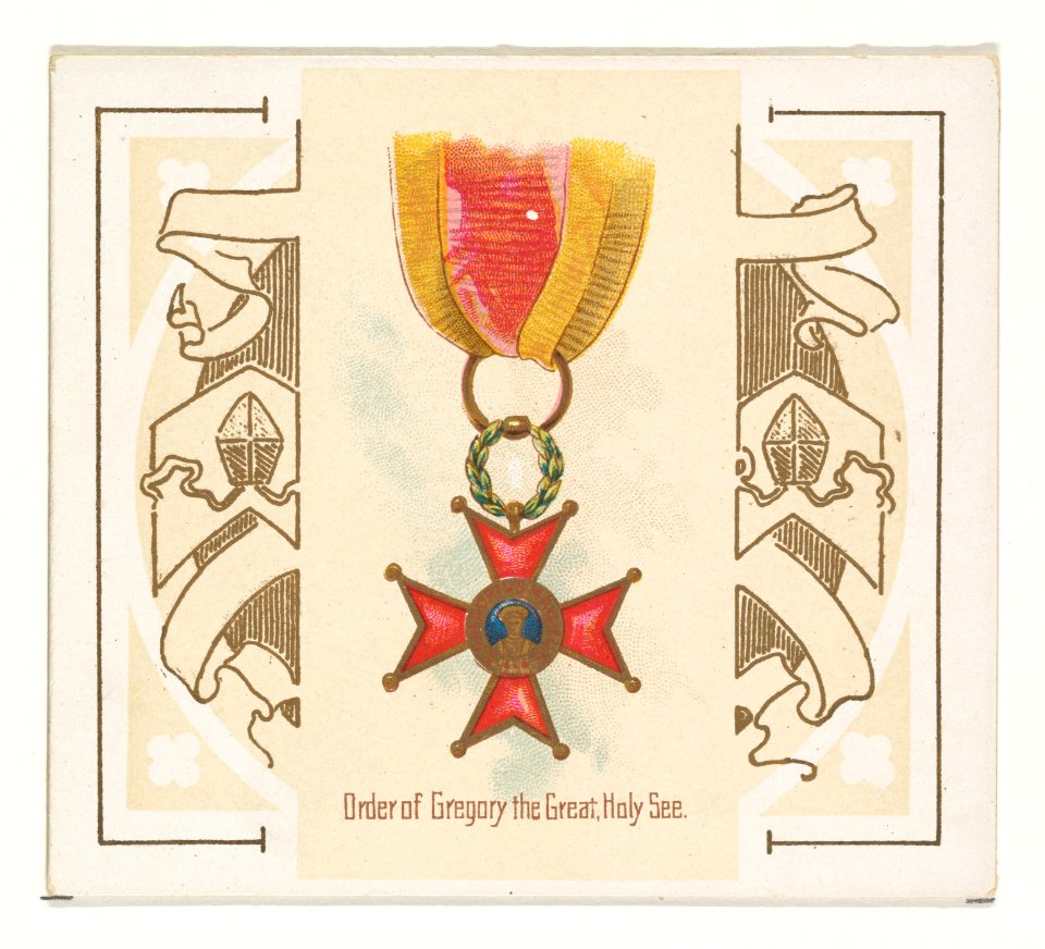Order of Gregory the Great, Holy See, from the World's Decorations series (N44) for Allen & Ginter Cigarettes MET DP839350