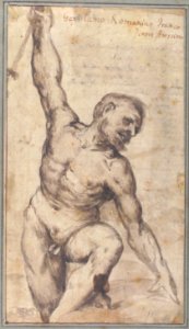 Nude Male Figure with Upraised Right Arm. MET 61.123.3