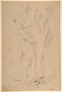 Nude Youth Running (recto); Standing Draped Old Man with Left Hand Upraised (verso) MET DP811845