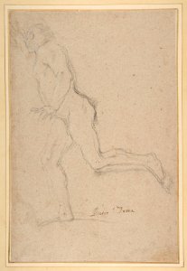 Nude Youth Running (recto); Standing Draped Old Man with Left Hand Upraised (verso) MET DP811844