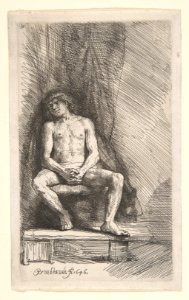 Nude Man Seated before a Curtain MET DP808662
