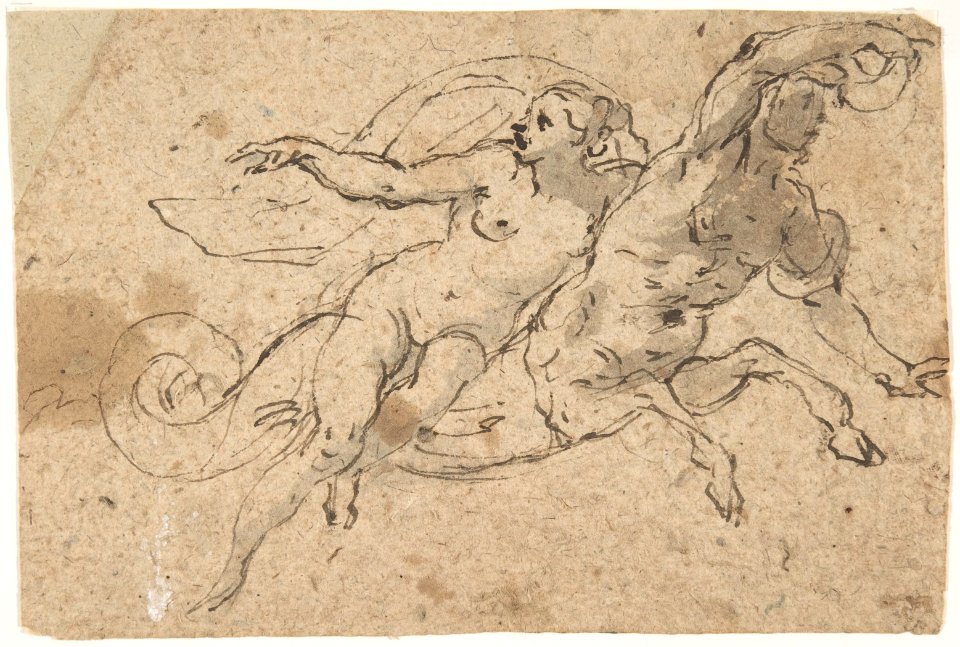 Nude Female Riding on a Triton's Back MET DP809900