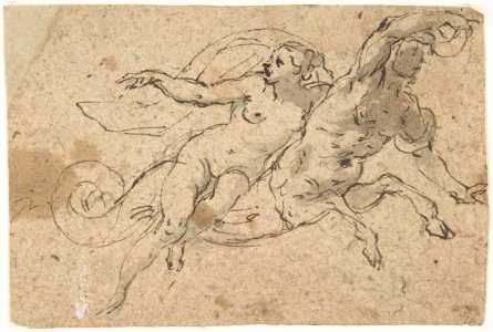 Nude Female Riding on a Triton's Back MET DP809900