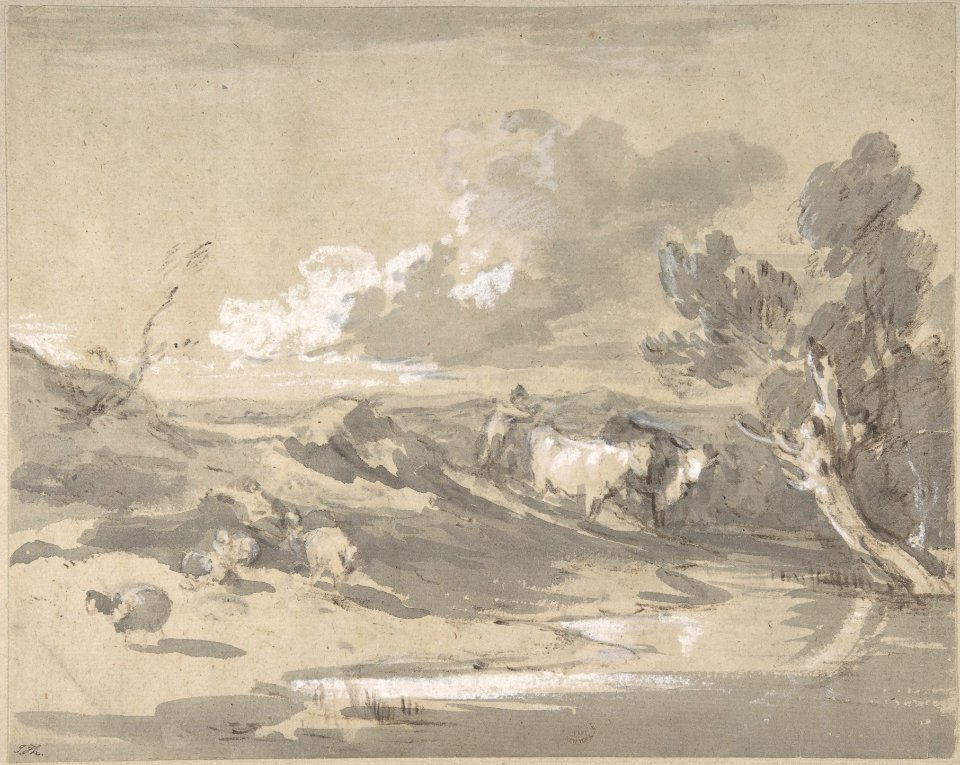 Open Landscape with Herdsman, Cows, and Sheep MET DP804238