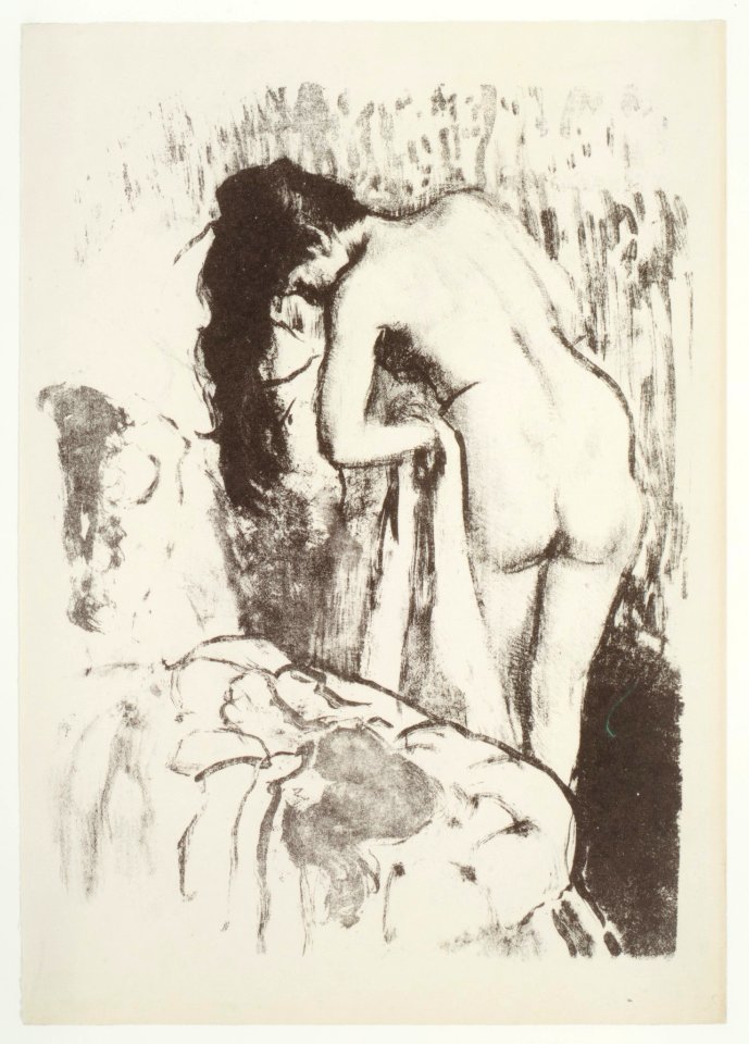 Nude Woman Standing, Drying Herself MET DR96