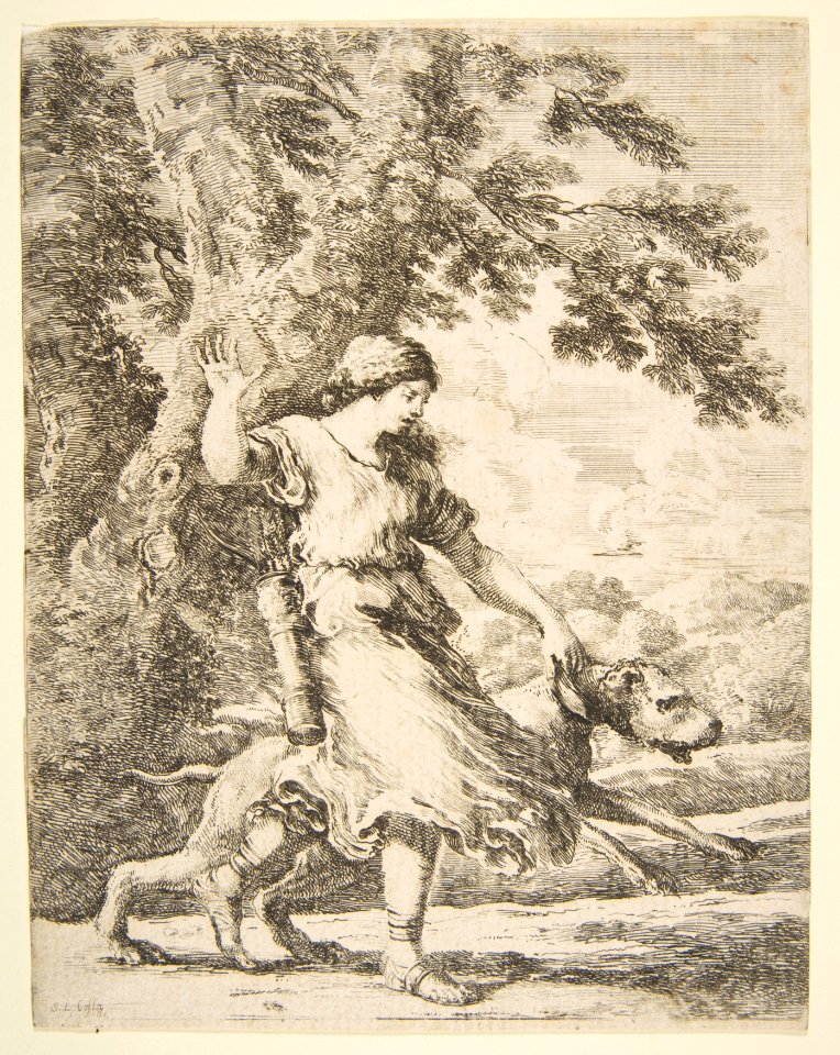 Nymph Holding a Large Dog by the Collar MET DP817545