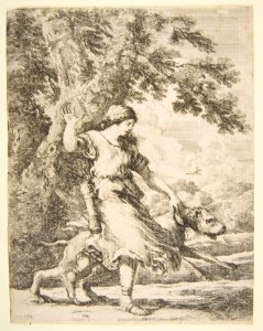 Nymph Holding a Large Dog by the Collar MET DP817545